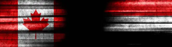 Canada Yemen Flags Black Background — Stock Photo, Image