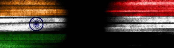 India Yemen Flags Black Background — Stock Photo, Image