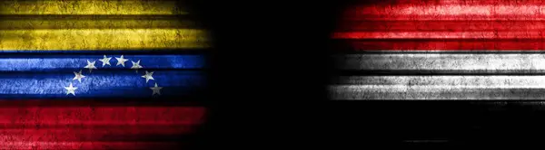 Venezuela Yemen Flags Black Background — Stock Photo, Image