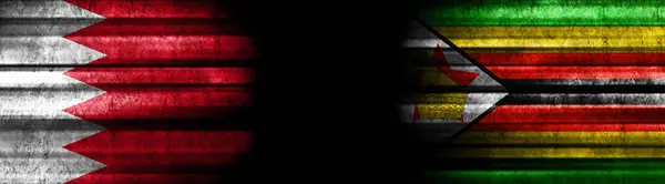 Bahrein Zimbabwe Vlaggen Zwarte Achtergrond — Stockfoto