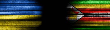 Kara Arkaplanda Ukrayna ve Zimbabwe Bayrakları