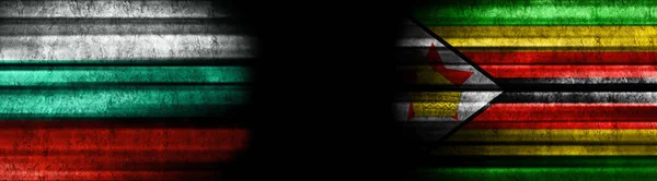 Bandeiras Bulgária Zimbabué Sobre Fundo Preto — Fotografia de Stock