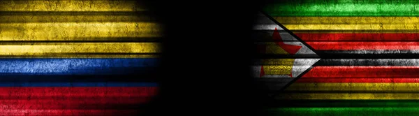 Флаги Колумбии Зимбабве Чёрном Фоне — стоковое фото