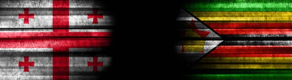 Georgia Zimbabwe Flags Black Background — Stock Photo, Image