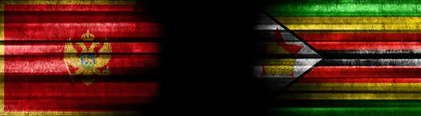 Montenegro Zimbabwe Flags Black Background — Stock Photo, Image