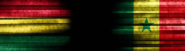 Banderas Bolivia Senegal Sobre Fondo Negro —  Fotos de Stock