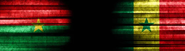 Flagi Burkina Faso Senegal Czarnym Tle — Zdjęcie stockowe