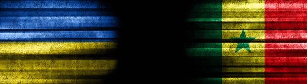 Флаги Украины Сенегала Черном Фоне — стоковое фото