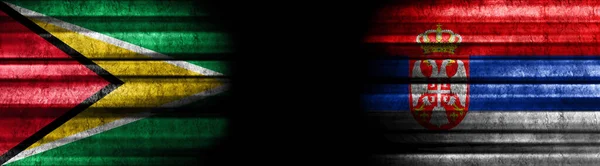 Гайана Сербія Прапори Чорному Тлі — стокове фото