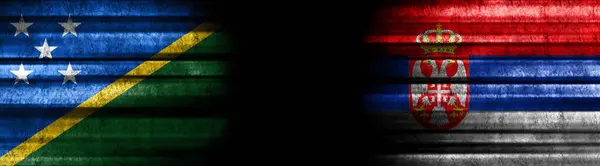 Solomon Islands and Serbia Flags on Black Background