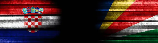 Croatia Seychelles Flags Black Background — Stock Photo, Image