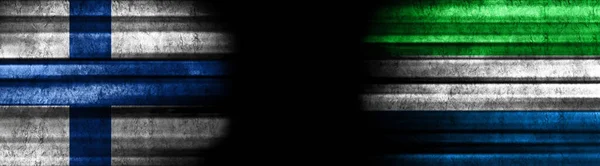 Finnország Sierra Leone Zászlók Fekete Háttér — Stock Fotó