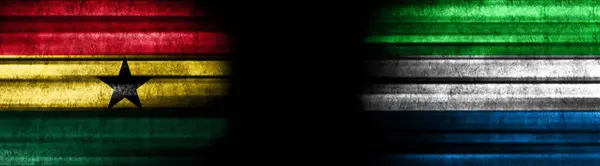 Banderas Ghana Sierra Leona Sobre Fondo Negro — Foto de Stock