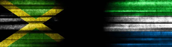 Drapeaux Jamaïque Sierra Leone Sur Fond Noir — Photo
