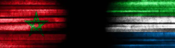 Марокко Сьєрра Леоне Прапори Чорному Тлі — стокове фото