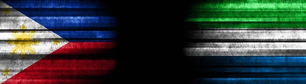 Filippijnen Sierra Leone Vlaggen Zwarte Achtergrond — Stockfoto
