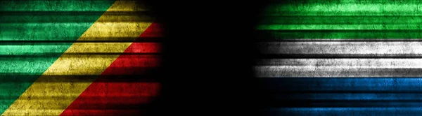 Republic Congo Sierra Leone Flags Black Background — Stock Photo, Image