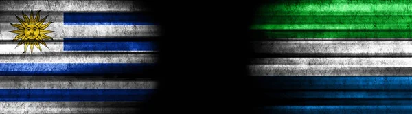 Флаги Уругвая Сьерра Леоне Чёрном Фоне — стоковое фото