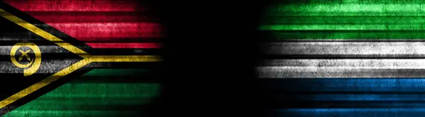 Vanuatu Sierra Leone Zászlók Fekete Háttér — Stock Fotó
