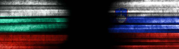 Флаги Болгарии Словении Чёрном Фоне — стоковое фото