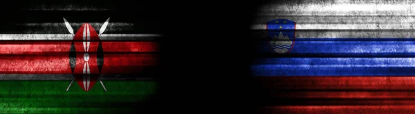 Kenya Slovenia Flags Black Background — Stock Photo, Image