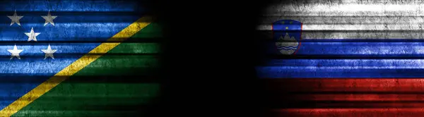 Solomon Islands and Slovenia Flags on Black Background