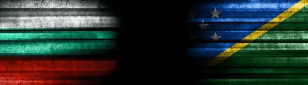 Bulgaria and Solomon Islands Flags on Black Background