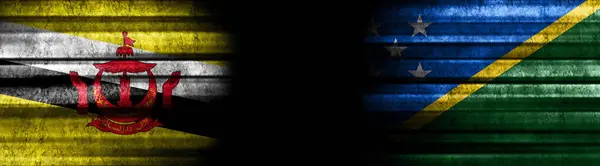 Brunei and Solomon Islands Flags on Black Background
