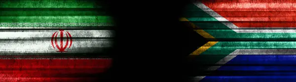 Ran Güney Afrika Bayrakları Kara Arkaplanda — Stok fotoğraf