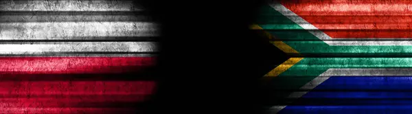 Polonia Sudafrica Bandiere Sfondo Nero — Foto Stock