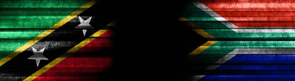 Флаги Сент Китса Невиса Южной Африки Чёрном Фоне — стоковое фото