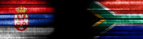 塞尔维亚和南非黑底国旗 — 图库照片