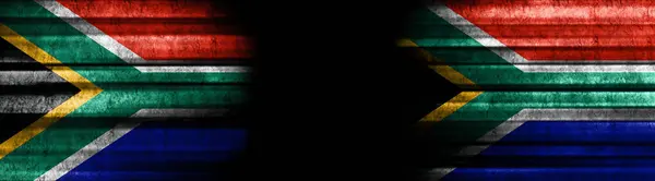 South Africa and South Africa Flags on Black Background