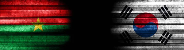 Burkina Faso South Korea Flags Black Background — Stock Photo, Image