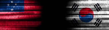 Samoa ve Güney Kore Bayrakları Siyah Arkaplanda