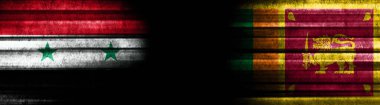 Kara Arkaplanda Suriye ve Sri Lanka Bayrakları