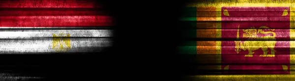 Egypte Sri Lanka Vlaggen Zwarte Achtergrond — Stockfoto