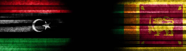 Libië Sri Lanka Vlaggen Zwarte Achtergrond — Stockfoto