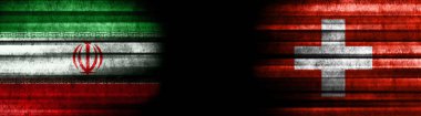 Kara Arkaplanda İran ve İsviçre Bayrakları