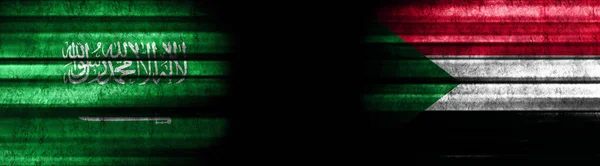 Saudi Arabia Sudan Flags Black Background — Stock Photo, Image