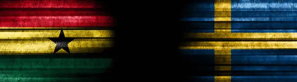 Гана Швеція Прапори Чорному Тлі — стокове фото