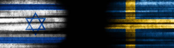 Banderas Israel Suecia Sobre Fondo Negro —  Fotos de Stock