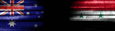 Avustralya ve Suriye Bayrakları Siyah Arkaplanda