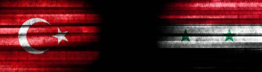 Türkiye ve Suriye Bayrakları Siyah Arkaplanda