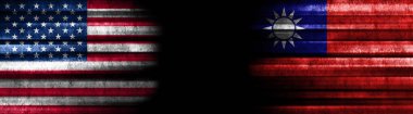 Siyah Arkaplanda Birleşik Devletler ve Tayvan Bayrakları
