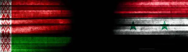 Belarus Syria Flags Black Background — Stock Photo, Image