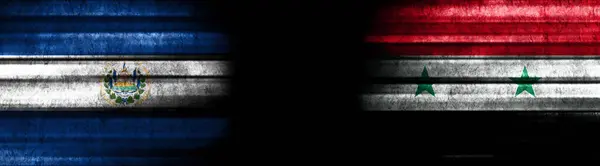 Сальвадор Сирія Прапори Чорному Тлі — стокове фото