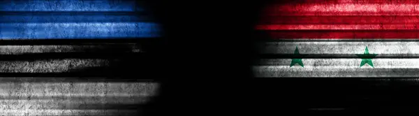 Flagi Estonii Syrii Czarnym Tle — Zdjęcie stockowe