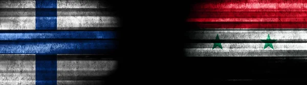 Фінляндія Сирія Прапори Чорному Тлі — стокове фото