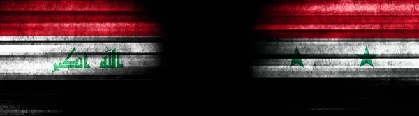 Flagi Iraku Syrii Czarnym Tle — Zdjęcie stockowe